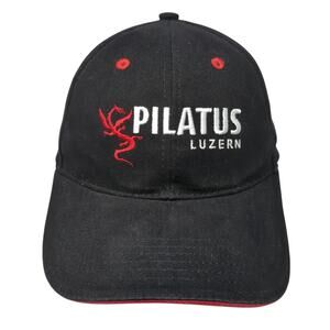 Pilatus Luzern Slideback Baseball Cap Black One Size Adjustable Embroidered